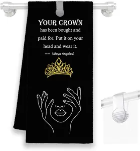 Black Women Crown Kitchen Towels Gifts,   Hand Towels for Bathroom, Inspirational Abstract Decorative Dish Towels Decor for  Bathroom 16x24in with A Towel Clip