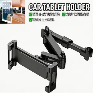 Tablet Holder for Car – 1 Pack iPad Headrest Mount, Fits 5.3-12.9" iPads & Phones, 360° Rotating Adjustable Mount, Upgraded Design, Road Trip Essentials (Black)