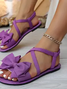 Sweet Date Style Bow Sandals, Comfortable Summer Footwear for Work, Perfect with Jeans, Ideal for Princess-Inspired Looks