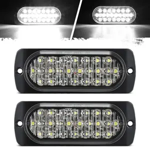 Partsam 2Pcs 4.4" White 24 LED Trailer Side Marker Clearance Lights, Aluminum Housing Surface Mount Reverse/Backup/Running Lights for Motorcycle Trailer Truck Tractor RV, IP67 Waterproof