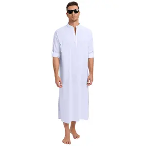 Men's Henley Neck Kaftan Robe | Lightweight Sleep & Lounge Wear