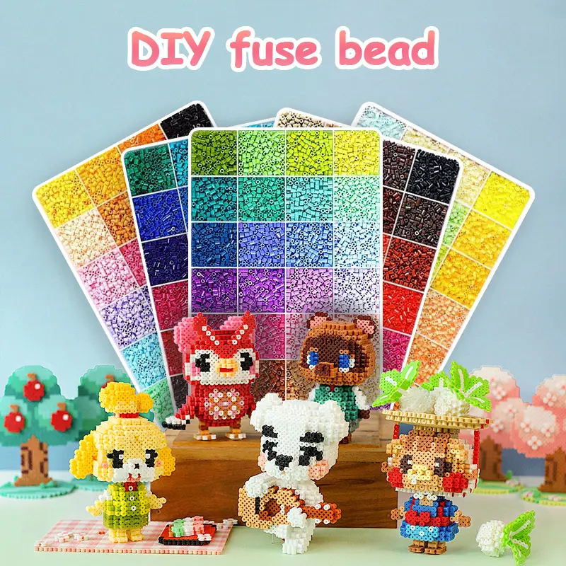 24/48/72/96/120-Color Fuse Beads Kit – 2.6mm 3D Pixel Puzzle Beads Set with Pegboards, Ironing Paper, Tweezers, Templates & Black/White Beads Extra Refill | DIY Beading Accessories for Pixel Art, Handmade Crafts | Holiday Gift,Graduation gifts-summervibes