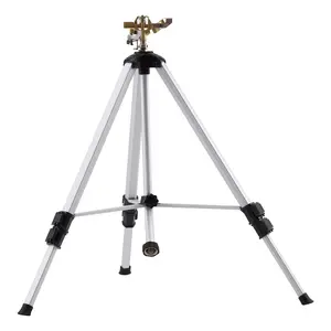 Impact Sprinkler on Tripod Base, Heavy Duty Tripod Sprinklers with Brass Head & 3/4" Connector, 360 Degree Large Area Coverage Irrigation Sprinkler, Adjustable Heights Sprinkler for Yard Gray