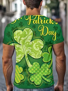 St Patrick's Day Clover Short Sleeve T-Shirt, Irish Vintage Style, Skin-Friendly Breathable, St Patrick's Parade/bar Party