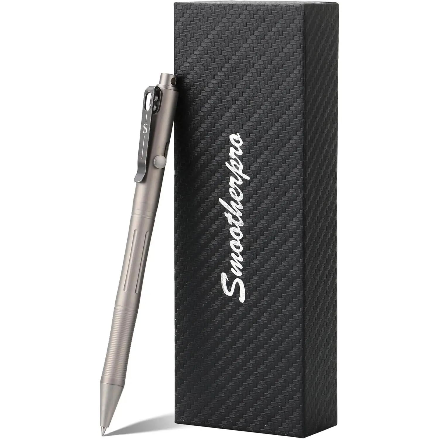 Titanium Bolt Action Pen Compatible with Pilot G2 Refill Stainless Steel Pocket Clip for EDC Signature Business Writing Journaling Sandblasted Gray(RG340)