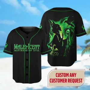 Custom   Villain Maleficent Halloween Baseball Jersey  Maleficent Jersey Shirt  Sleeping Beauty Jersey Team  Horror Character Shirt