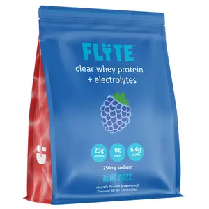 Blue Razz FLYTE Protein Hydration Drink | Clear Protein + Electrolytes | 23g Protein | 419mg Electrolytes | 20 servings