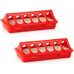 2 Pcs Chick Feeder Trough, 8" Plastic Flip-Top Poultry Feeders No Waste, Spill-Proof Feeder for Baby Chicken and Quail