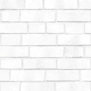 Textured White Brick Removable Peel and Stick Wallpaper, 20.5 in X 16.5 ft, Made in the USA