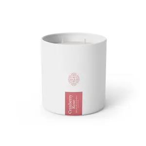Clove & Hill Cranberry Rose Ceramic Candle - Premium Coconut Soy Wax, Double Wick, 65+ Hour Burn Time
