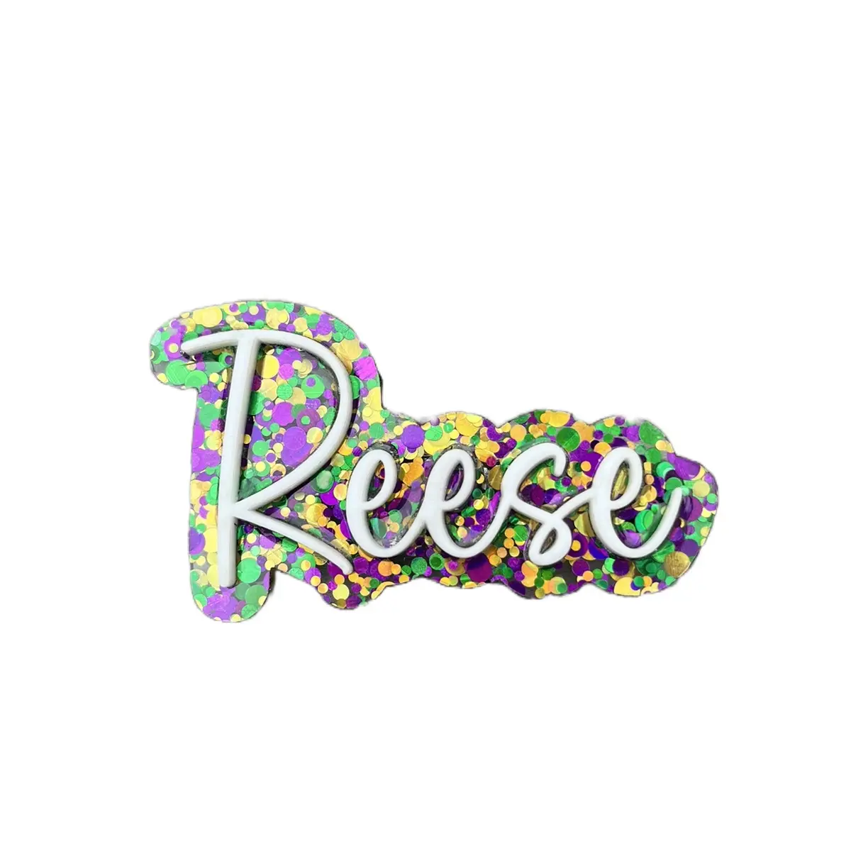 Mardi Gras Acryllic Personalized Hair Clip - Personalized Hair Clip