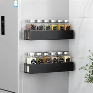 2 Pack Magnetic Spice Rack with 12 Spice Jars, Spice Labels, Magnetic Spice Organizer Shelf for Refrigerator, Microwave, Seasoning Organizer for Kitchen, Spice Jars with Label and Organizer Rack Metal, Decor, Matte, Olive.