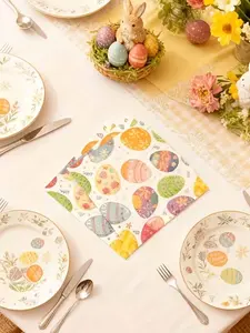 20pcs Easter Party Napkins - Easter Egg Holiday Table Decorations, Easter Egg Paper Napkins, Spring Napkins, Heavy Duty Disposable Dinner Napkins, Suitable for Easter Parties, Offices, or as Gifts - Holiday Table Decorations, Easter-Themed Decorations