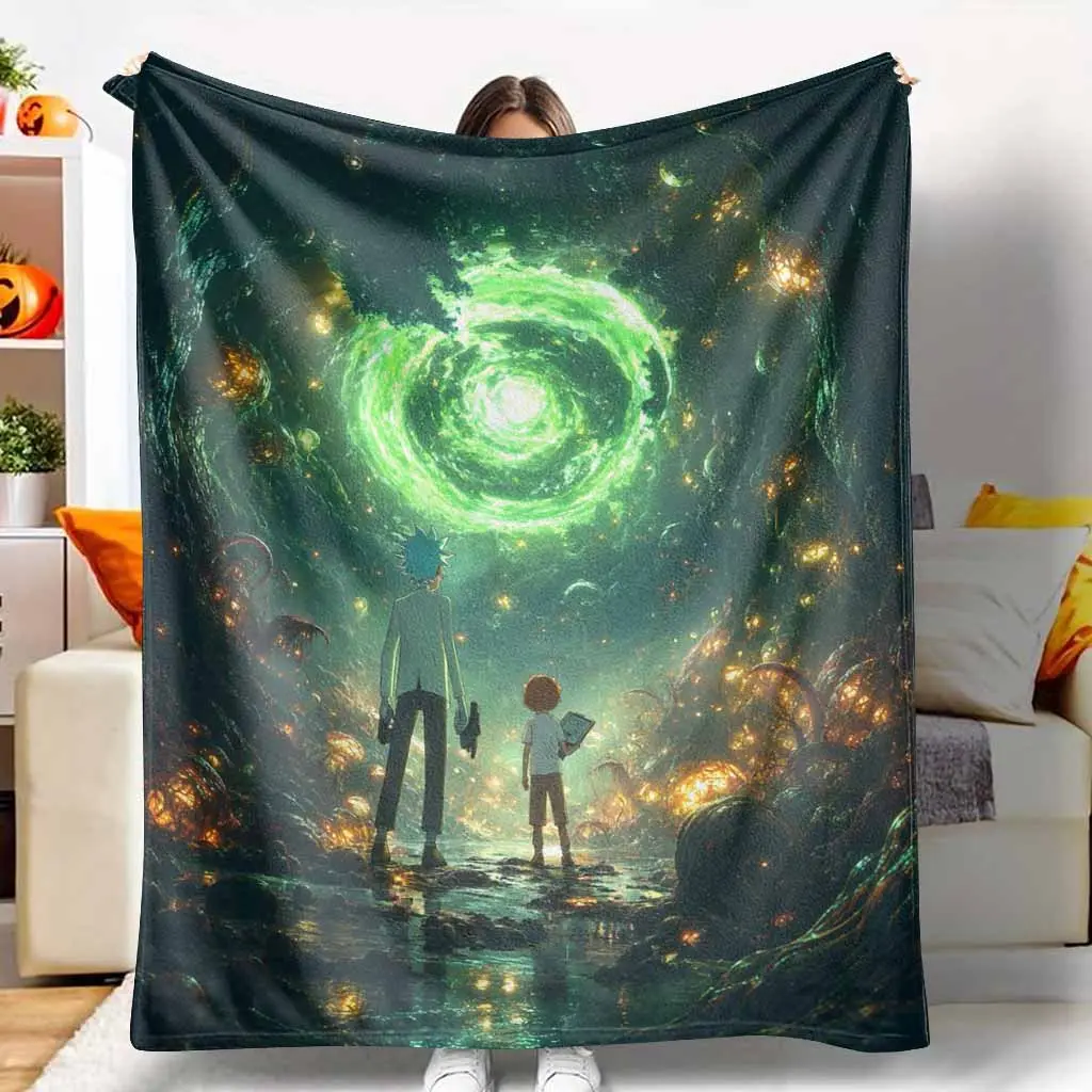 Sci Fi Adventure Portal Flannel Blanket Futuristic Universe Print Soft Warm Cozy Lightweight Reversible Plush Throw for Bedroom Living Room Office Sofa Travel Gift Decor