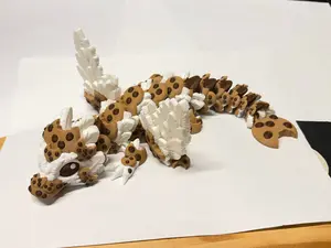 Chocolate Chip Cookie Dragon - 3D-Printed Flexible & Poseable Decor for Desks Shelves & Collections Perfect Gift for Gamers & Dessert Lovers