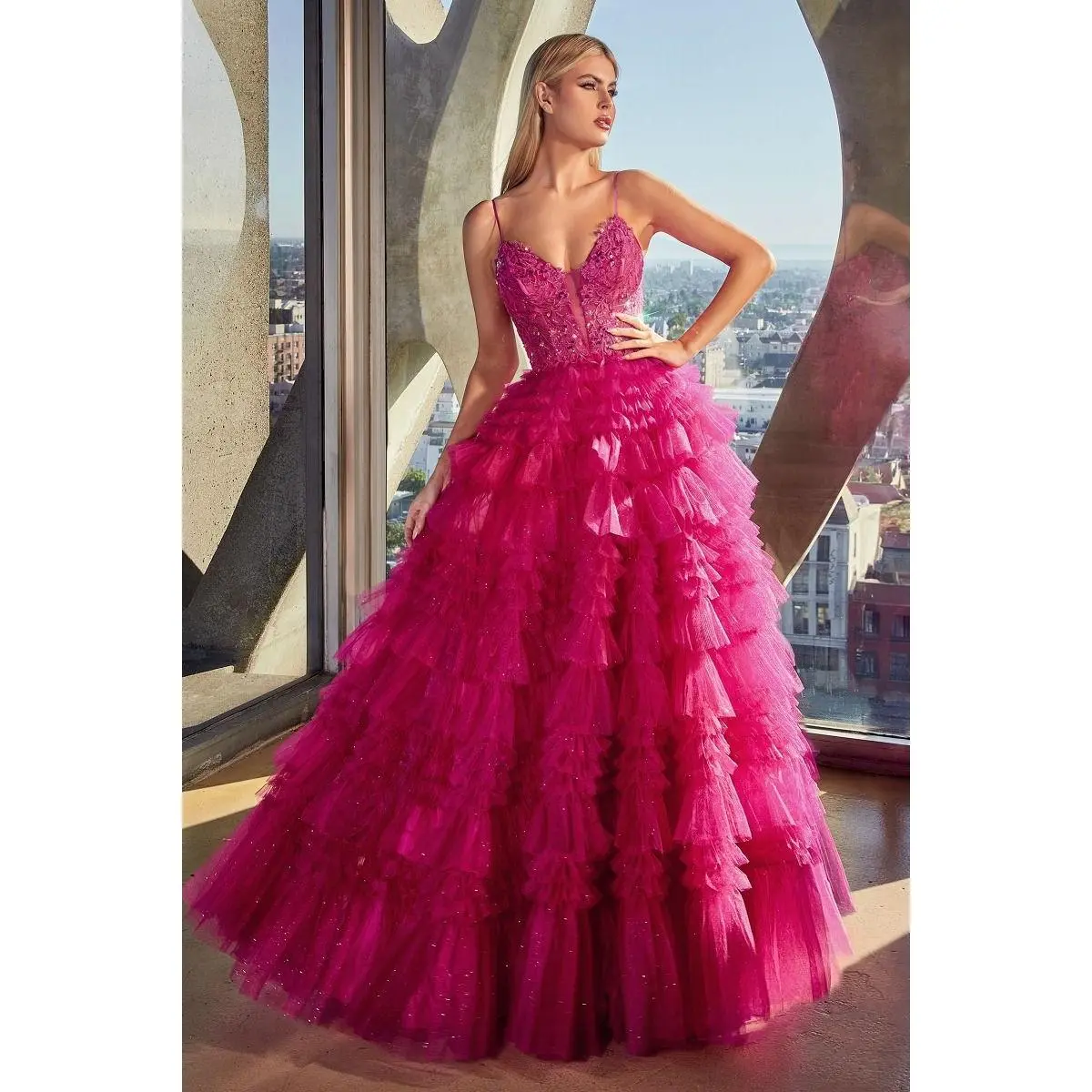 Leena Ruffled Layered Ball Gown