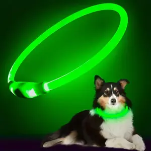 EVEREASY LED Adjustable Dog Collar Blinking Flashing Light, USB Rechargeable Flash Dog Necklace Light, Pet Safety Collar Makes Your Beloved Dogs Be Seen at Night for Small Medium Large Dogs