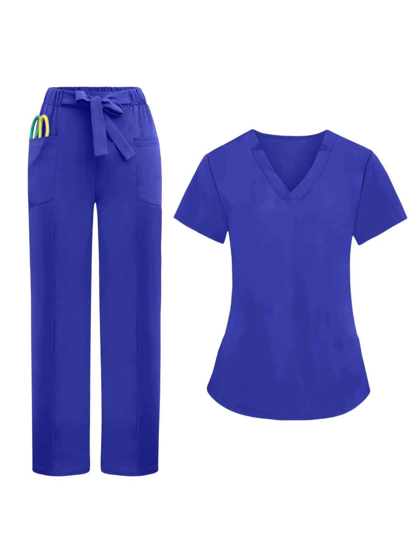 Top Sell Hospital Uniform Casual Scrubs for Women Butterfly Knot Embroidery SPA Short Sleeve Nursing Scrub Uniforms Sets