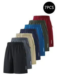 7-Pack Men’s Shorts for Summer — Lightweight, Breathable Knee-Length Shorts; Trendy High-Street/Street Style Casual Loose Fit, Versatile; Running & Fitness Athletic Shorts for Men