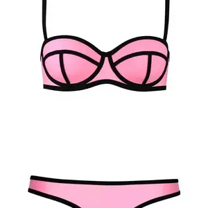 Agerose Women's Color Block Bikini, Convertible Strapless Two-Piece Swimsuit with Contrast Trim, Beach Outfit