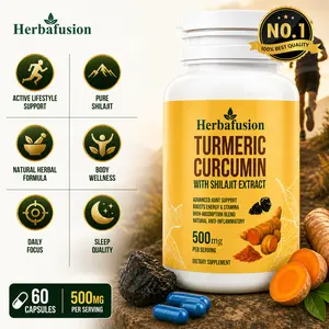 Herbafusion Turmeric Curcumin + Shilajit + Count 500mg Pure Freeze-Dried Natural Dietary Supplement for Adults’ Metabolism & Daily Wellness