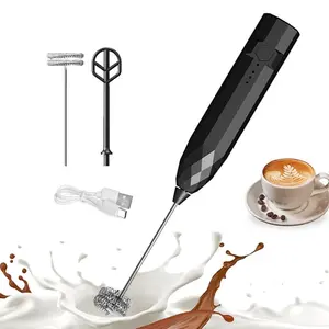 2-In-1 Handheld Milk Frother, Mini Drink Mixer, Rechargeable Electric Whisk with 2 Heads 3 Speeds Drink Mixer Coffee Frother For Latte, Cappuccino, Hot Chocolate, Egg, Milk Frother Wand