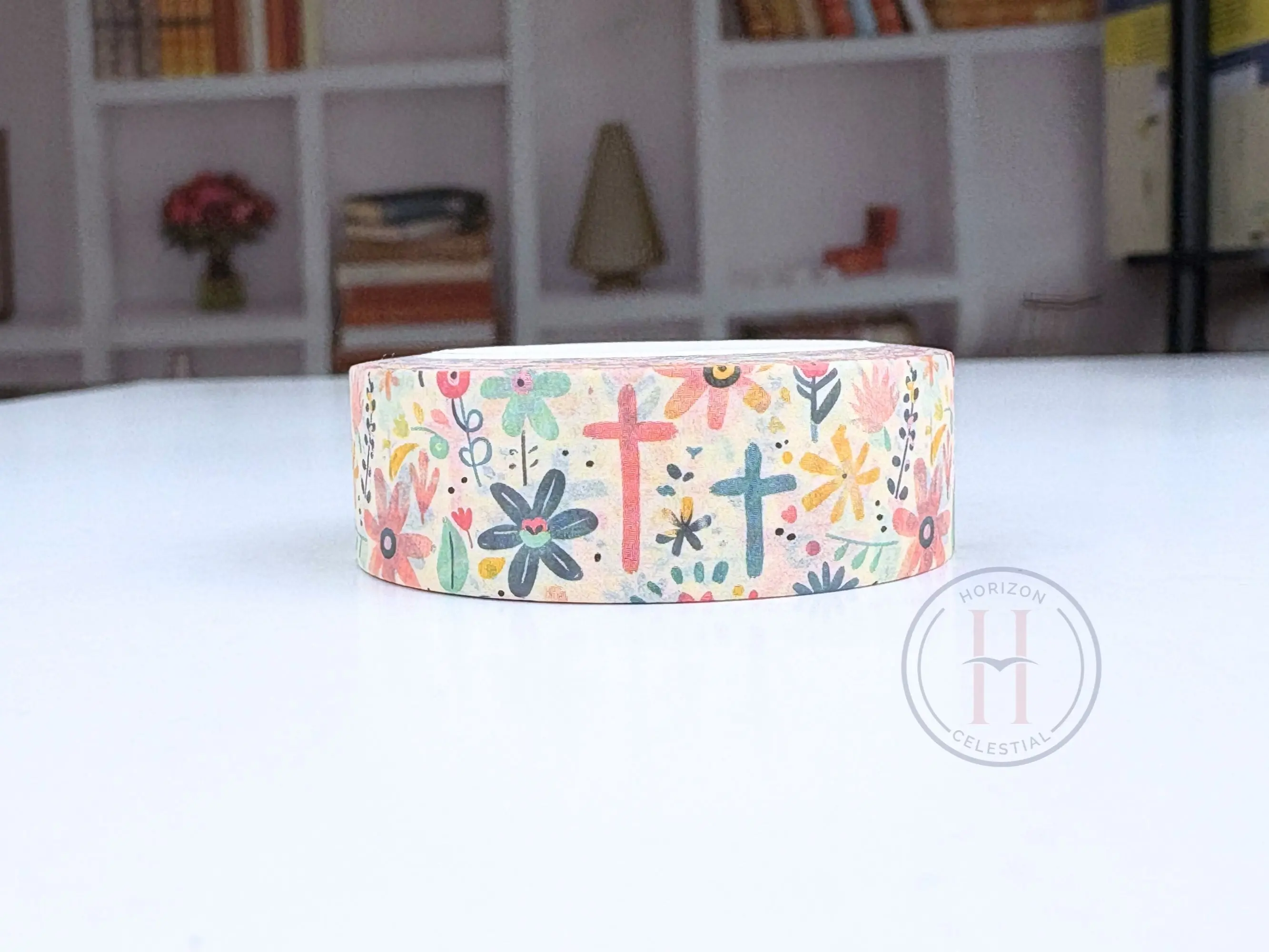 Floral Cross Washi Tape: Gold Foil Spring Christian Tape