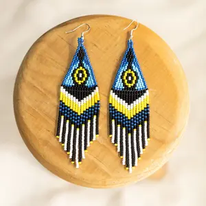 Jasmine - Geometric Native Beaded Earrings - Handmade by Huichol Artisans - Mother Sierra