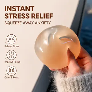Coconut Oil & Maltose Slow Rising Squishy Stress Ball, Fidget Toy, Soft Non-Sticky Moldable Sensory Squeeze Ball, Transparent Jelly Ice Ball Mochi, Portable Easy Clean for Anxiety Relief, Anti-Stress for Kids Adults