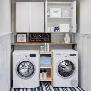 Laundry Room Wall Cabinets with Adjustable Shelf, Large Wall Storage Cabinet, White Wall Cabinet with Doors, Upper Kitchen Cabinet, Cabinets for Laundry, Bathroom, Kitchen -White
