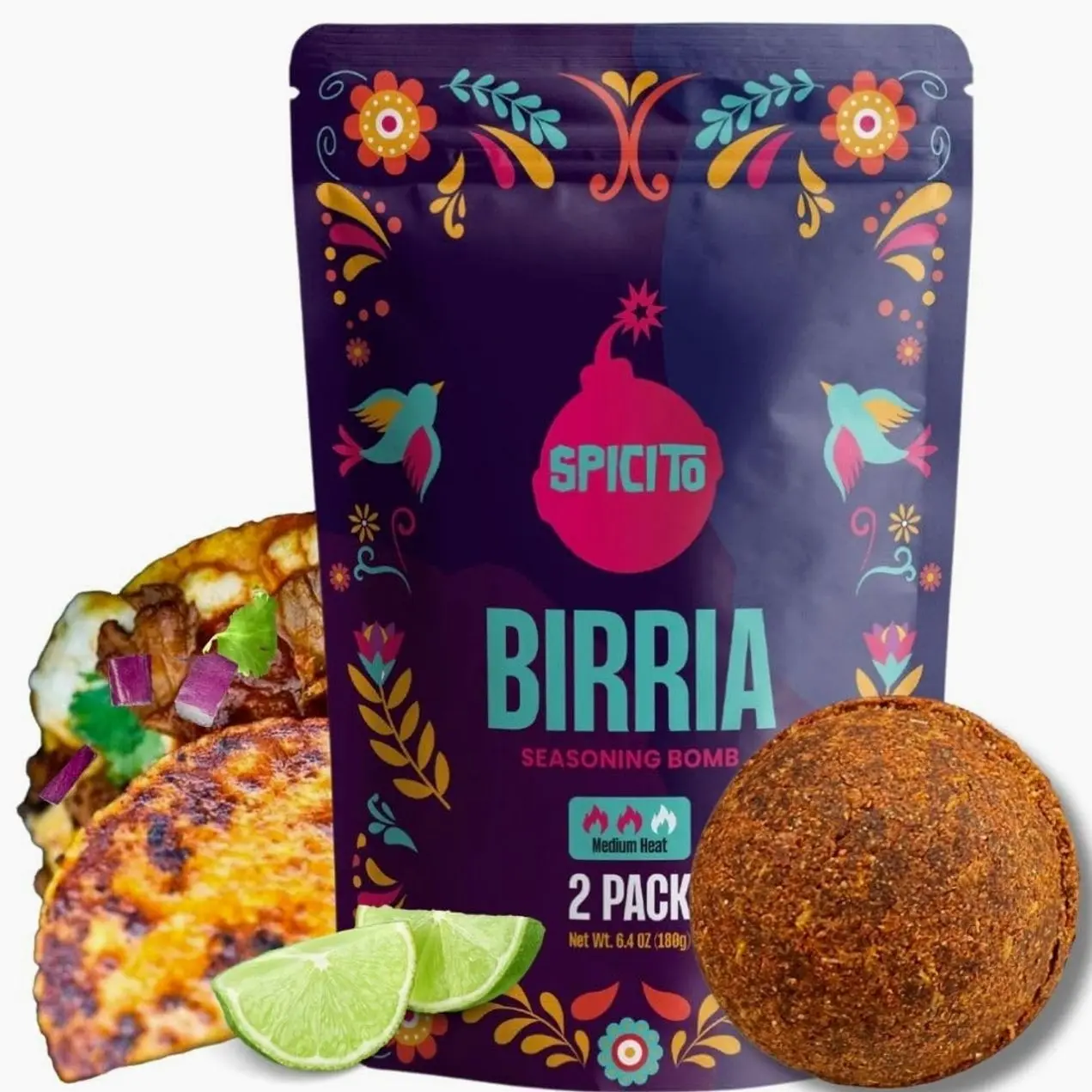 Birria Bombs Seasoning 2-Pack - Just Add Water & Meat for Easy Cooking, Authentic Mexican Spices. Ideal for Stove Top, Slow Cooker, Pressure Cooker
