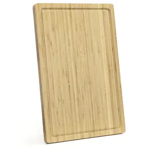 Carbonized Bamboo Cutting Board | Large Bamboo Chopping Block with Juice Groove for Kitchen