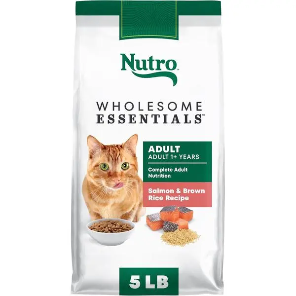 Nutro Wholesome Essentials Dry Cat Food, Adult Cat Food Dry Salmon & Brown Rice Recipe, 5 lb. Bag