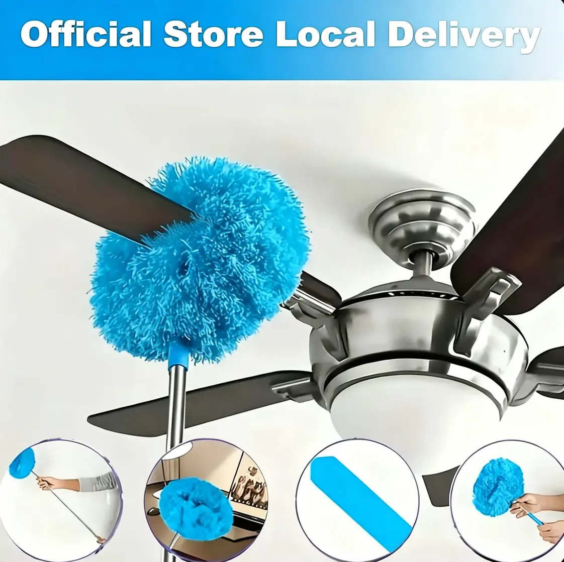 1 Set Dust Removal Brush, Ceiling Fan Cleaner Duster with Extension Pole, Removable and Washable Microfiber Ceiling and Fan Duster, Cleaning Supplies, Home Care Supplie