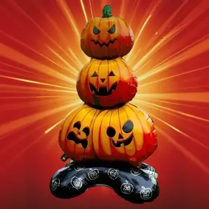 Halloween Bat & Pumpkin Aluminum Foil Balloon, Fun Party Decoration for All Ages, Perfect for Festivals