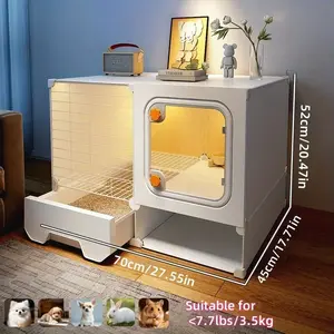 Spacious and Luxurious Pet Villa Multi-functional Pet House with Integrated Litter Box  and a Removable and Easy-to-clean Design