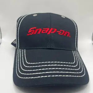 Snap-on Tools Vintage Steel Cap New Navy Blue with Red Embroidery and White Stitching