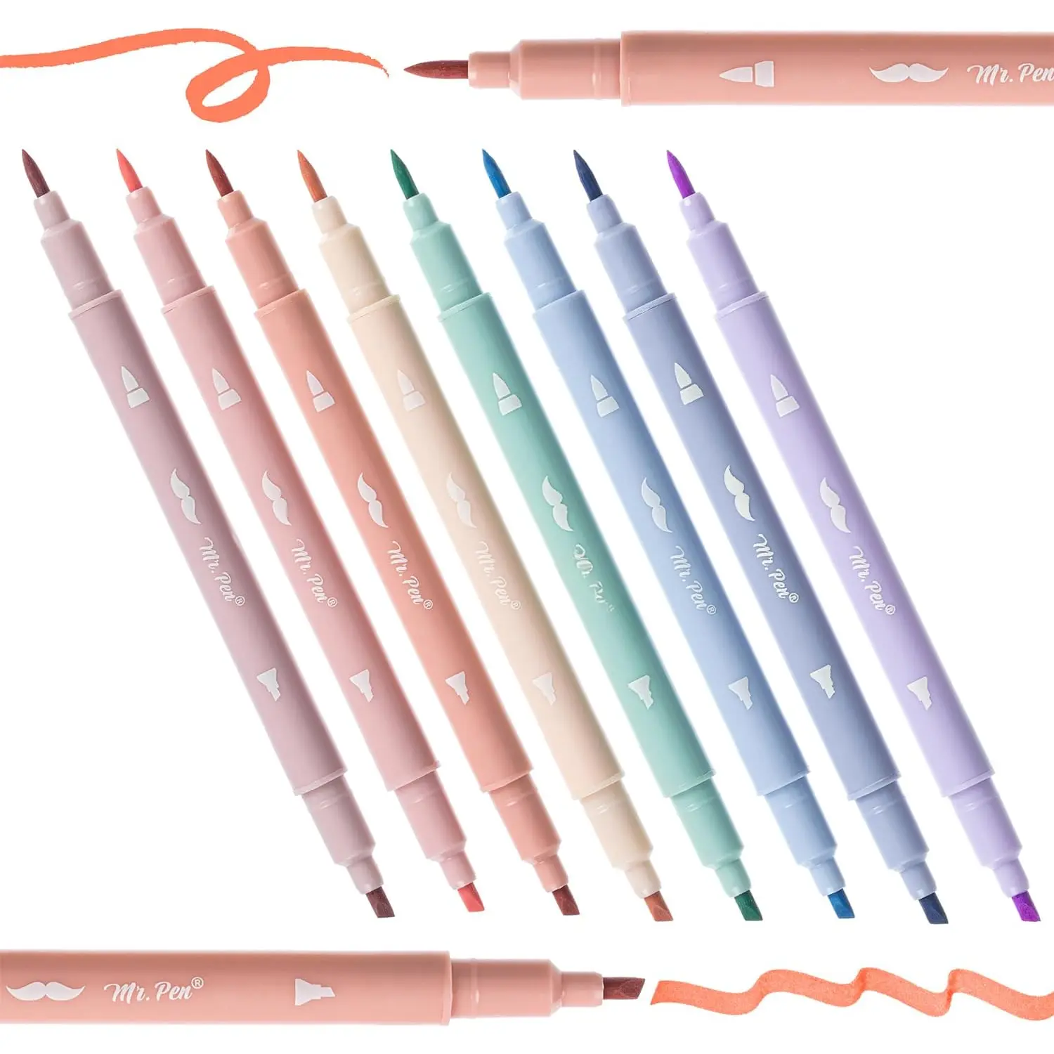- Dual Tip Aesthetic Highlighters, 8 count, Chisel & Brush Tips, Pastel Colors, Cute Assorted  Highlighters & s, No Bleed for  Pages