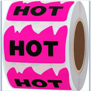500pcs Rave Hot Stickers 2 x 1-1/5 Inch Fluorescent Red Hot Flame Fire Shape Marking Labels for Festival Spicy Sauce