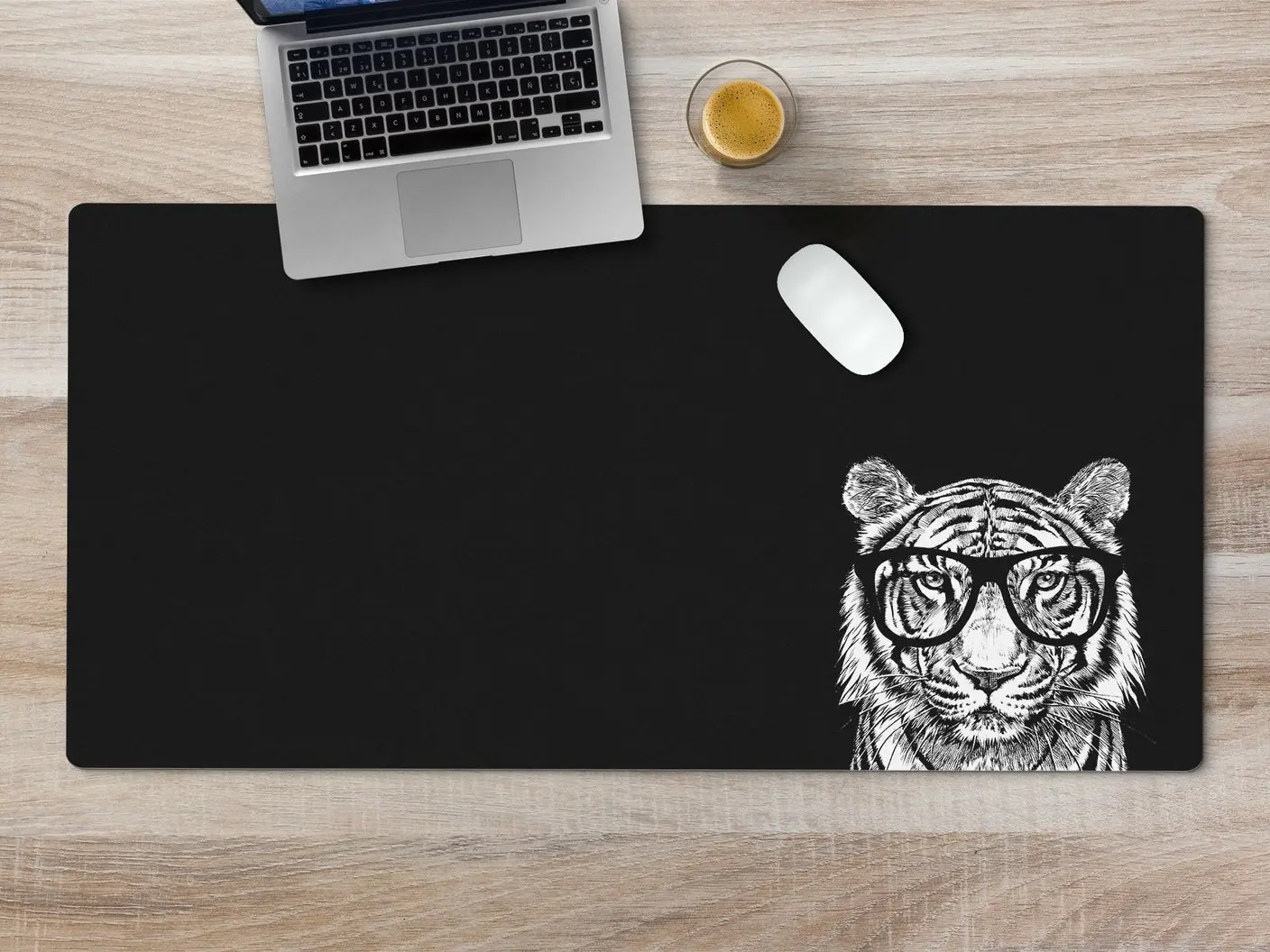 Tiger Large Desk Mat, Animal Mousepad, Black Desk Pad, Mouse Pad or Keyboard Wrist Rest, Tiger Gifts, Office Desk Decor Gift