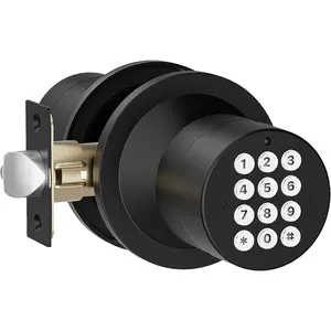 Door Knob with Keypad, Door Knob with Lock, Keyless Entry Door Lock with Code for Front Door Garage  Apartment, Matte Black