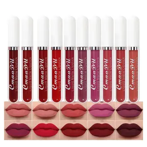 10 Pieces Matte Lipstick, Long-Lasting Waterproof Lip Gloss, Transfer-Proof, Easy to Apply, Suitable for Beginners, Ideal for Beauty Makeup