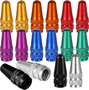 8 Colors Presta Valve Cap, 16 Pack  Anodized  Valve Stem Caps Bicycle Tire Air Dust Stem Covers -  On Presta/ Valves  Tire Caps for MTB Road Racing Bicycle(Rocket Style)