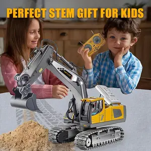 RC Excavator,Remote Control Engineering Vehicle,City Unit Engineering 6/12-Channel Remote Control Excavator Toycar,2.4GHz Construction Vehicle with Metal Shovel for Kids Aged 3+ STEM Approved Educational Gift