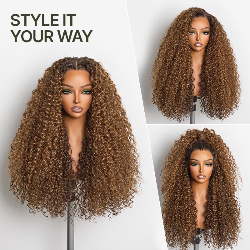 Frodio Veralux™ 13x6 HD Lace Wig Glueless Wear Go Pre-Cut Lace Wig 24” Golden Chestnut Curly Premium Fiber Wig – Full Density, Beginner Friendly TikTokShopBlackFriday
