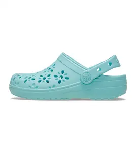 Crocs Classic Floral Cut Out Clog 'Aquamarine' (GS)