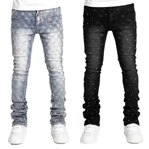 High street American rivet micro flared jeans for men and women, summer ins trend, slimming and tall pants