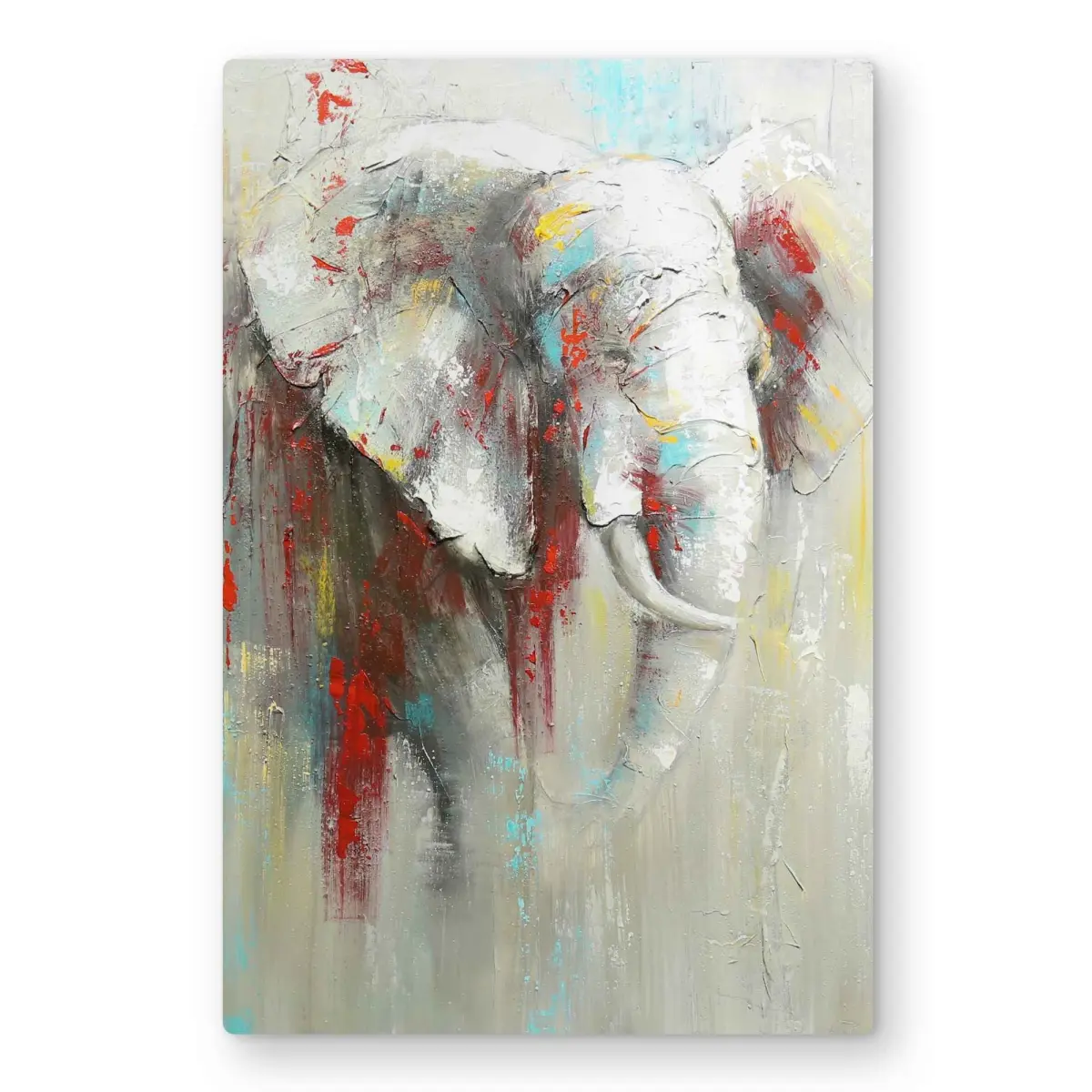 212 MAIN Artistic Abstract Elephant Paint Splash Aluminum Metal Print - 24x36 in, 8 lbs, Lightweight Vibrant Home Decor, Beige Modern Wall Art for Room Decoration