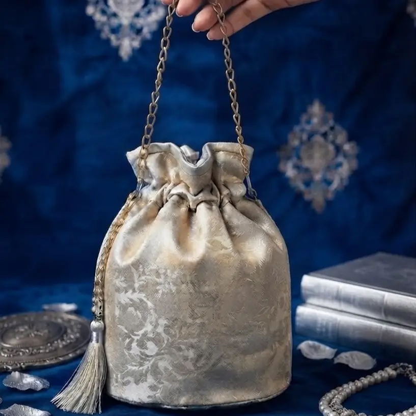 Classic silk potli with chain strap