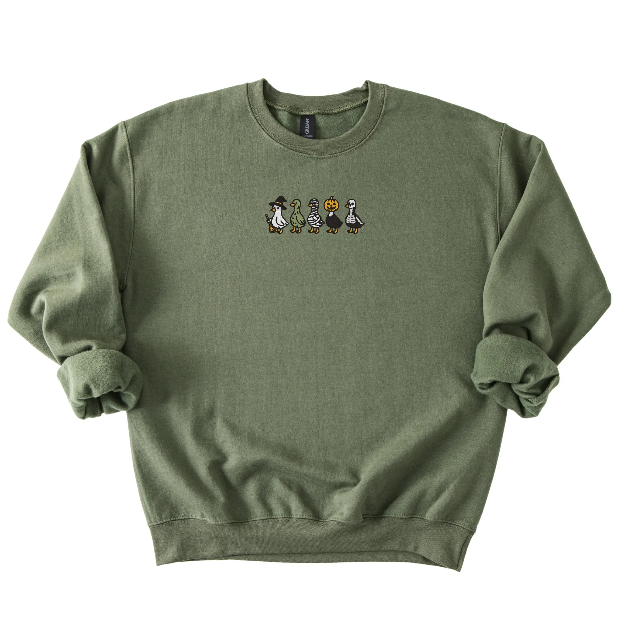 Embroidered Halloween Duck Sweatshirt, Spooky Season Embroidered Sweatshirt, Goose Crewneck, Embroidered Goose Sweater,  Pullover Womenswear